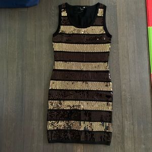 New Forever 21 Black Gold Sequin Sleeveless Dress